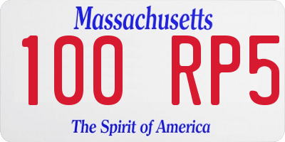 MA license plate 100RP5