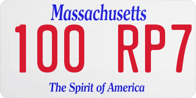 MA license plate 100RP7