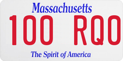 MA license plate 100RQ0