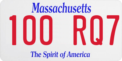 MA license plate 100RQ7