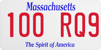 MA license plate 100RQ9