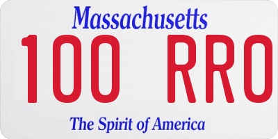 MA license plate 100RR0