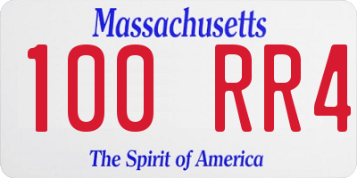 MA license plate 100RR4