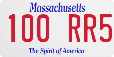 MA license plate 100RR5