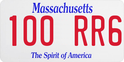 MA license plate 100RR6