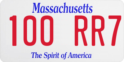 MA license plate 100RR7