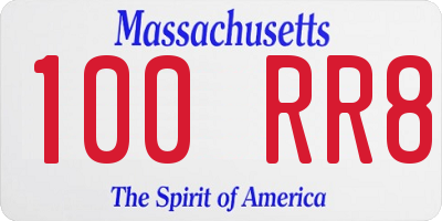 MA license plate 100RR8