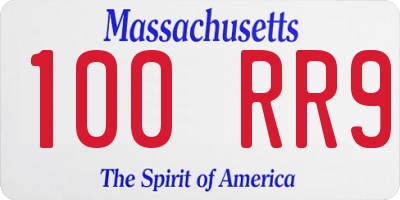 MA license plate 100RR9