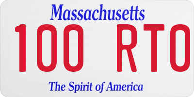 MA license plate 100RT0