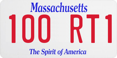 MA license plate 100RT1