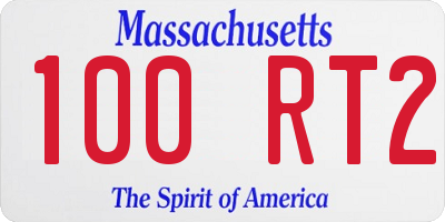 MA license plate 100RT2