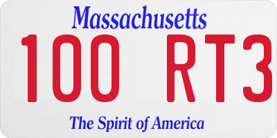 MA license plate 100RT3