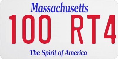 MA license plate 100RT4