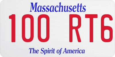 MA license plate 100RT6