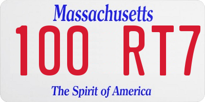 MA license plate 100RT7