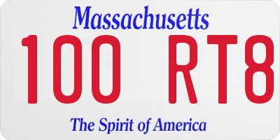 MA license plate 100RT8