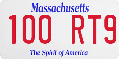 MA license plate 100RT9