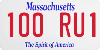 MA license plate 100RU1