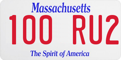 MA license plate 100RU2