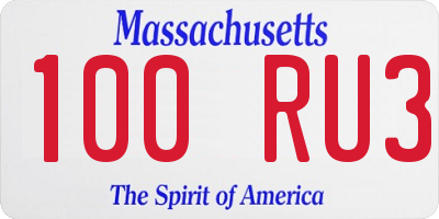 MA license plate 100RU3