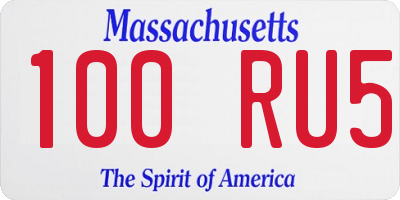 MA license plate 100RU5