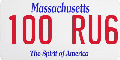 MA license plate 100RU6