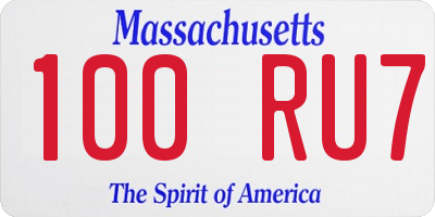 MA license plate 100RU7