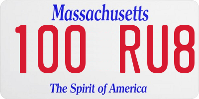 MA license plate 100RU8