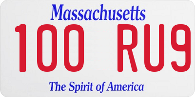 MA license plate 100RU9