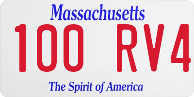 MA license plate 100RV4