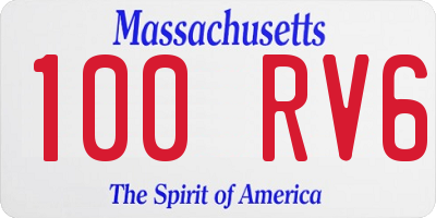 MA license plate 100RV6