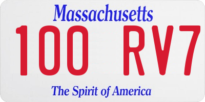 MA license plate 100RV7