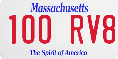 MA license plate 100RV8