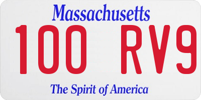 MA license plate 100RV9