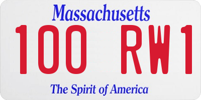 MA license plate 100RW1