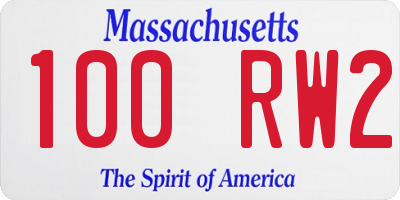 MA license plate 100RW2