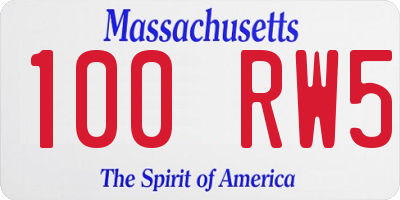 MA license plate 100RW5