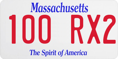 MA license plate 100RX2