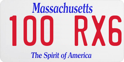 MA license plate 100RX6