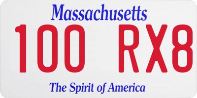 MA license plate 100RX8