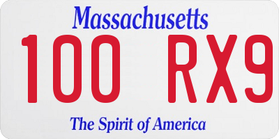 MA license plate 100RX9