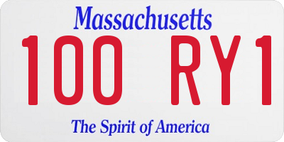 MA license plate 100RY1