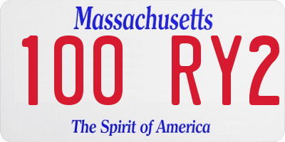 MA license plate 100RY2