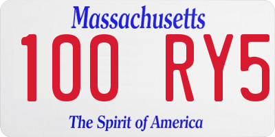 MA license plate 100RY5