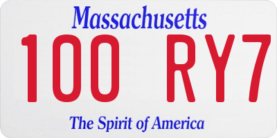 MA license plate 100RY7