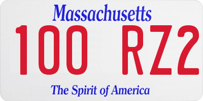 MA license plate 100RZ2