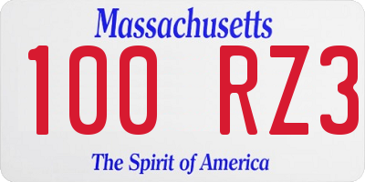 MA license plate 100RZ3