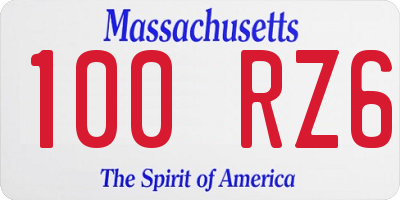 MA license plate 100RZ6