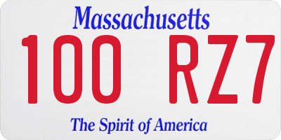 MA license plate 100RZ7