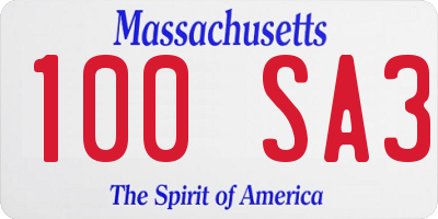 MA license plate 100SA3